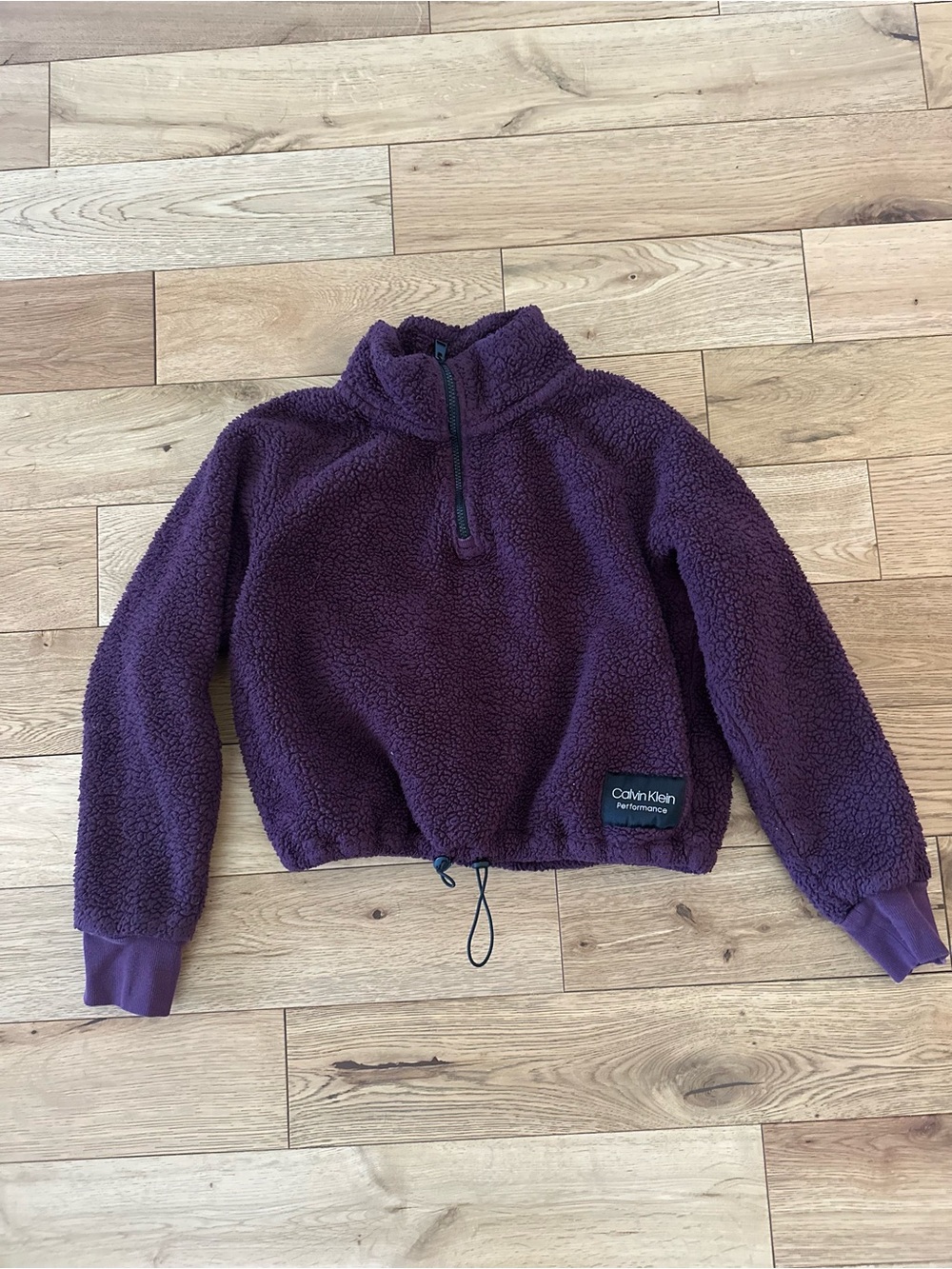 Calvin Klein Purple Fleece Quarter-Zip Cropped Pullover